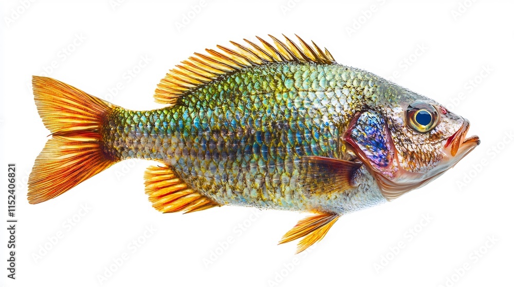 Vibrant Chromis Fish, Isolated on White Background Vibrant Chromis Fish, Isolated on White Background