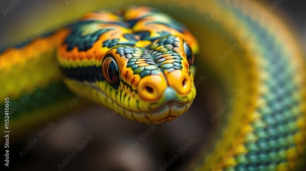 Fototapeta premium Close-Up Nature Photography of a Snake in Vibrant Colors and Natural Habitat