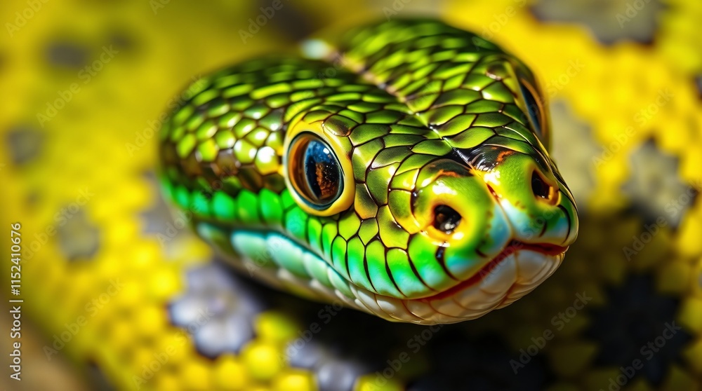 Fototapeta premium Close-Up Nature Photography of a Snake in Vibrant Colors and Natural Habitat