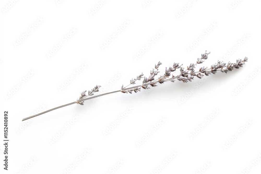 a single lavender sprig on a white background