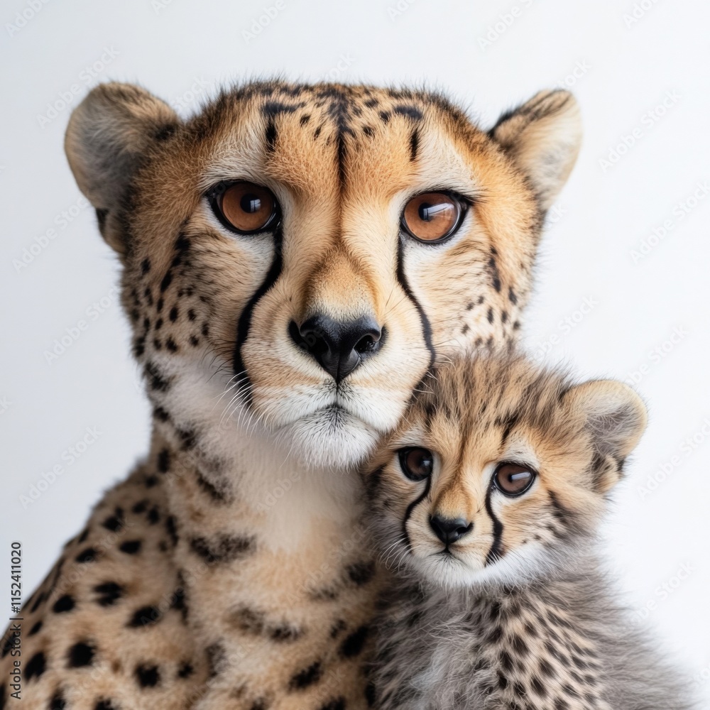 cheetah mother and cub portrait cheetah mother and cub portrait