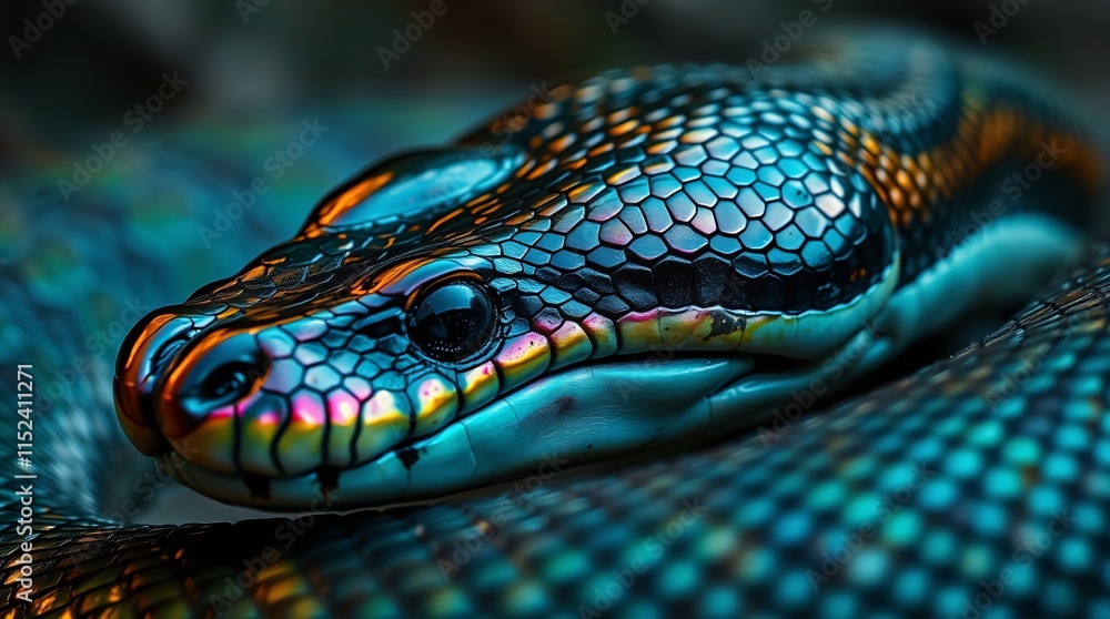 Fototapeta premium Close-Up Nature Photography of a Snake in Vibrant Colors and Natural Habitat