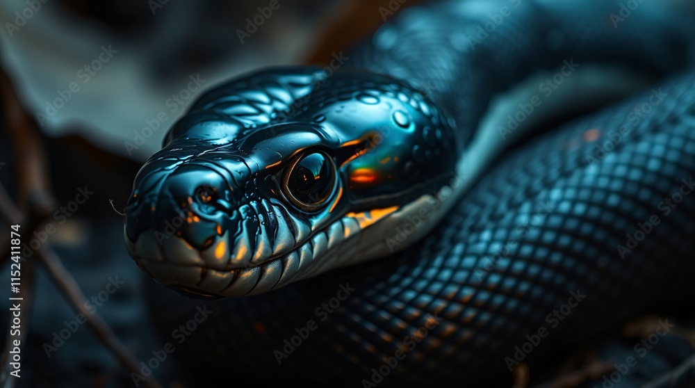Fototapeta premium Close-Up Nature Photography of a Snake in Vibrant Colors and Natural Habitat