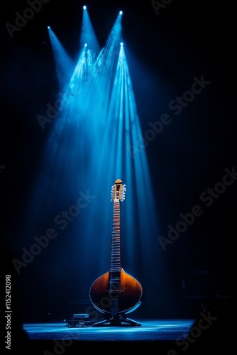 A musician strumming the Kora, a string instrument. photo