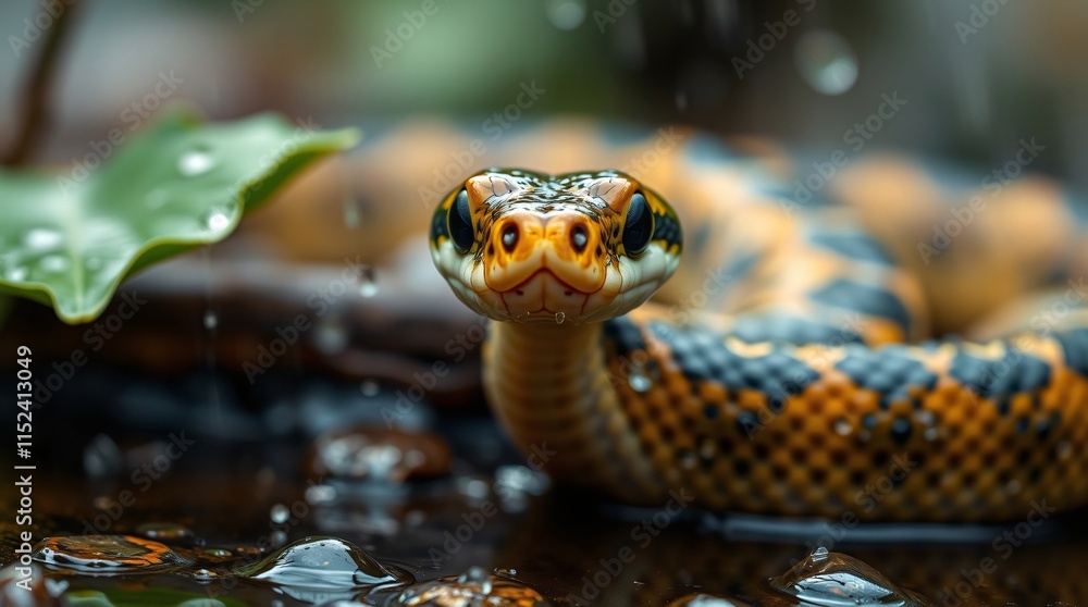 Fototapeta premium Close-Up Nature Photography of a Snake in Vibrant Colors and Natural Habitat
