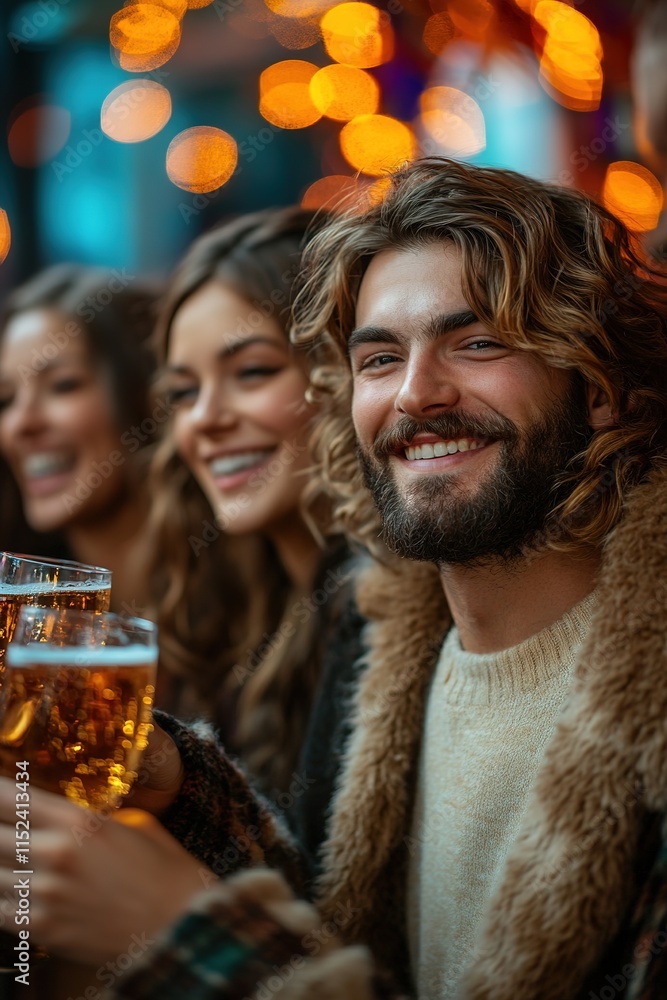 Lively gathering with friends enjoying drinks, warm atmosphere a Lively gathering with friends enjoying drinks, warm atmosphere a