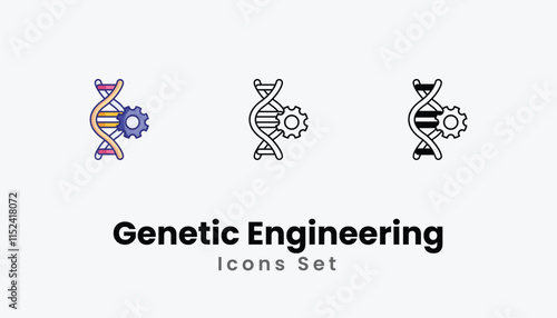 Genetic Engineering Icons thin line and glyph vector icon stock illustration