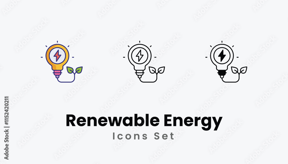 Renewable Energy Icons thin line and glyph vector icon stock illustration Renewable Energy Icons thin line and glyph vector icon stock illustration