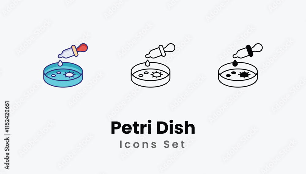 Petri Dish Icons thin line and glyph vector icon stock illustration Petri Dish Icons thin line and glyph vector icon stock illustration