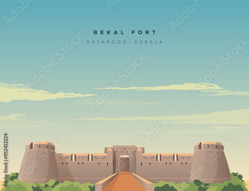 Bekal Fort - built by Shivappa Nayaka of Keladi near Kasargod, Kerala - Stock Image