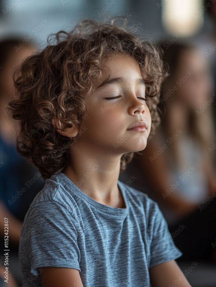 Child practicing mindfulness in a calm indoor setting