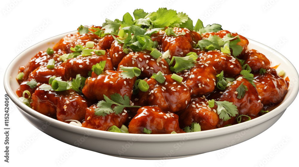 Crispy and tangy Gobi Manchurian served on a plate, a delightful blend of Indian and Chinese flavors for a tasty appetizer, studio view, isolated on transparent background. Crispy and tangy Gobi Manchurian served on a plate, a delightful blend of Indian and Chinese flavors for a tasty appetizer, studio view, isolated on transparent background.