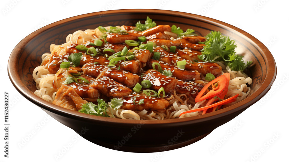 Warm soba noodles served with light broth, offering a healthy and hearty Japanese meal experience, studio view, isolated on transparent background. Warm soba noodles served with light broth, offering a healthy and hearty Japanese meal experience, studio view, isolated on transparent background.