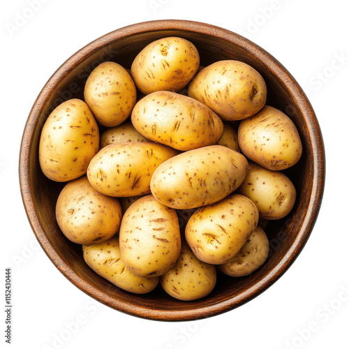 Bowl of Raw Potatoes Isolat...
