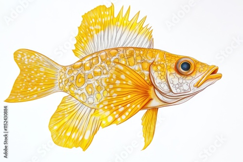 A simple illustration of a fish on a white background photo