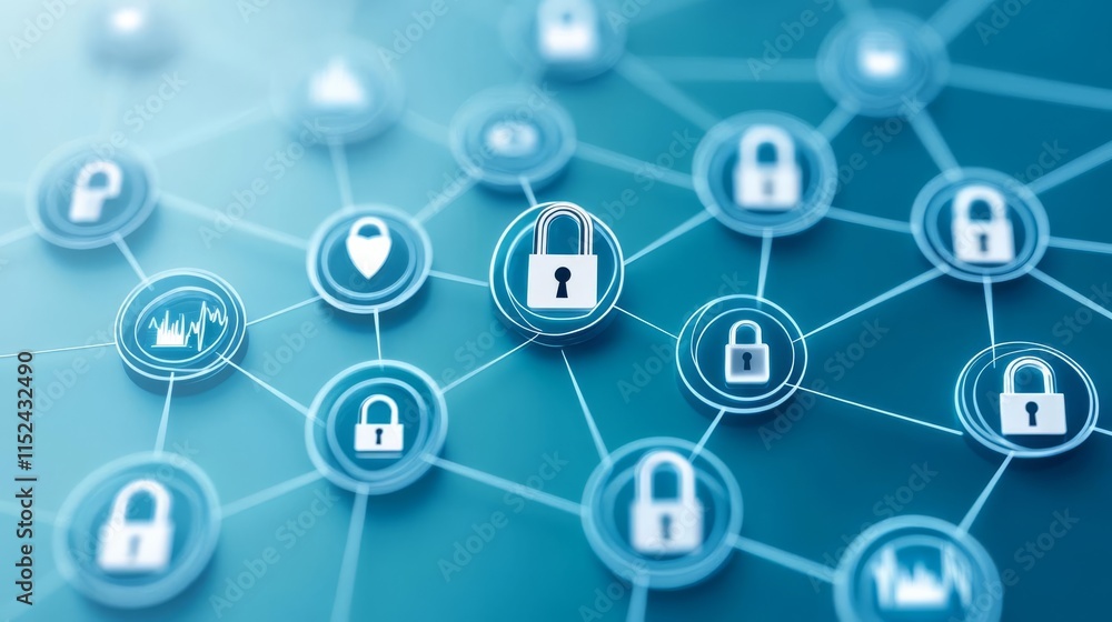 Illustration of cyber locks over interconnected health systems, emphasizing safety in innovation Illustration of cyber locks over interconnected health systems, emphasizing safety in innovation