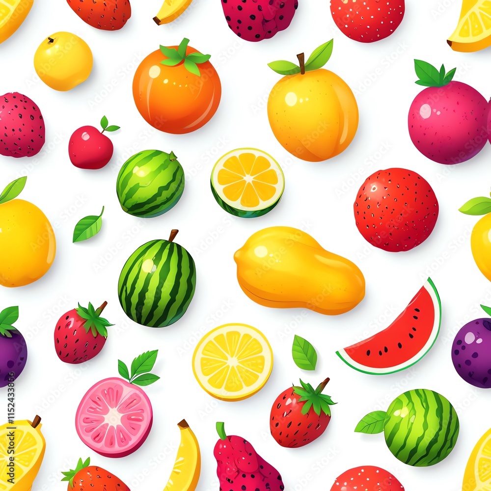 Vibrant Fruit Pattern: A Delightful Summer Design Vibrant Fruit Pattern: A Delightful Summer Design