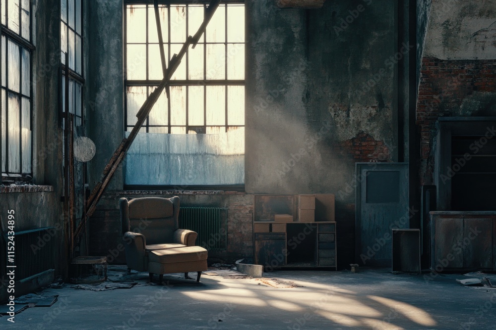 Simple room with a comfortable chair and a fire hydrant Simple room with a comfortable chair and a fire hydrant