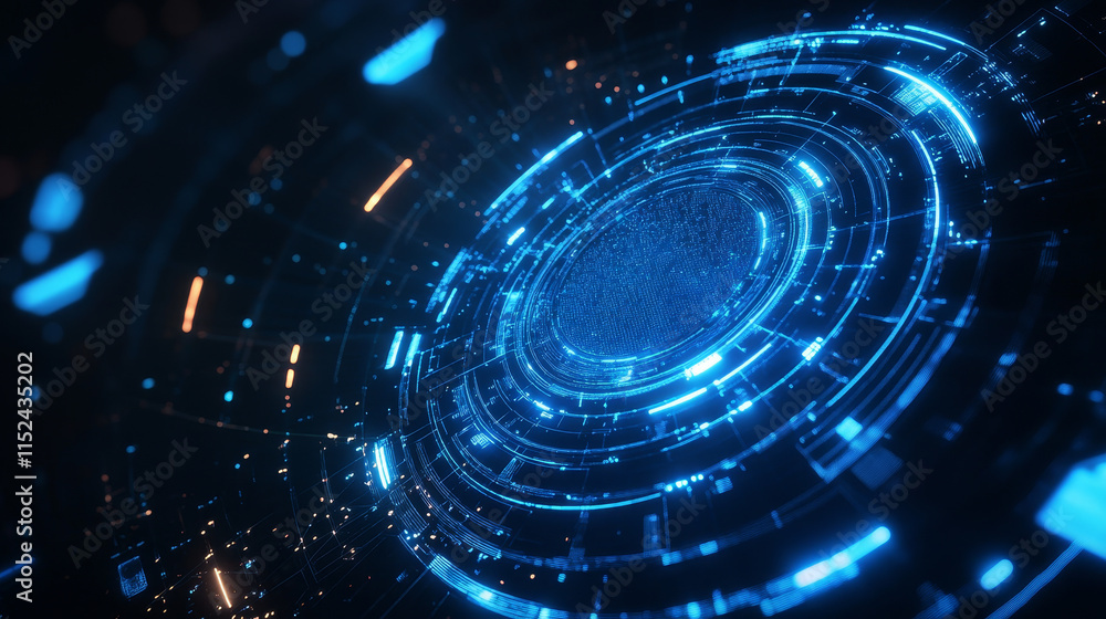 Futuristic blue frames with neon glowing tech elements on black backdrop. Various geometric shapes - circular, rectangular, hexagonal game borders. Realistic sci fi hud interface design overlay. Futuristic blue frames with neon glowing tech elements on black backdrop. Various geometric shapes - circular, rectangular, hexagonal game borders. Realistic sci fi hud interface design overlay.