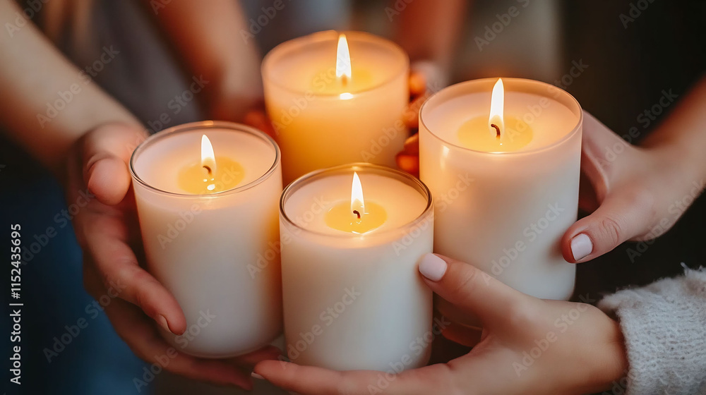 Candle enthusiast community gathers in an open field trading handpoured candles of different shapes and scents The energy is joyful as they exchange candles and ideas Candle enthusiast community gathers in an open field trading handpoured candles of different shapes and scents The energy is joyful as they exchange candles and ideas
