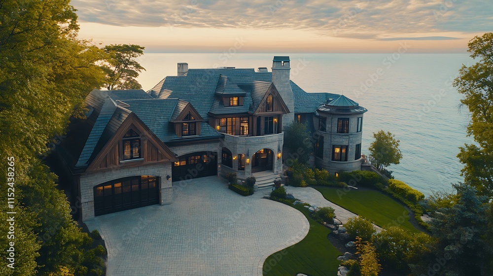 Grand luxurious exterior view with stunning architecture photo Grand luxurious exterior view with stunning architecture photo