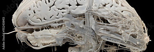 High-resolution Computed Tomography (CT) Scan of a Human Brain Showcasing Detailed Neurological Structures photo