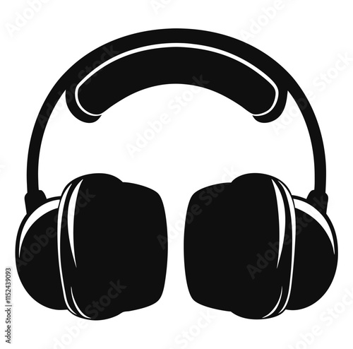 Black Silhouette Headphones Icon, Music, Audio, Vector EPS, Design