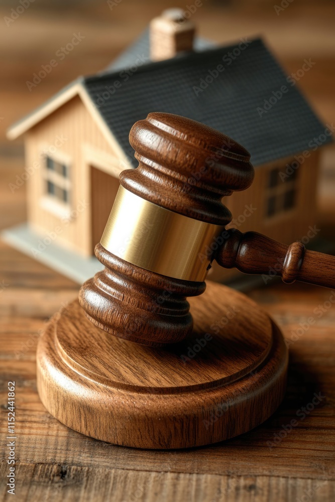 A wooden gavel resting on top of a wooden table, suitable for use in various settings including law courts, meetings, and offices A wooden gavel resting on top of a wooden table, suitable for use in various settings including law courts, meetings, and offices