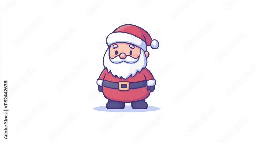 Obraz premium Children's drawing of Santa Claus in red coat and hat on pure white background New Year with holiday