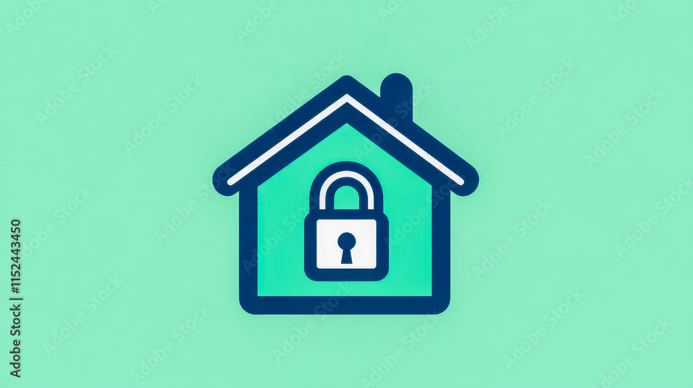 House security icon representing home protection and safety House security icon representing home protection and safety