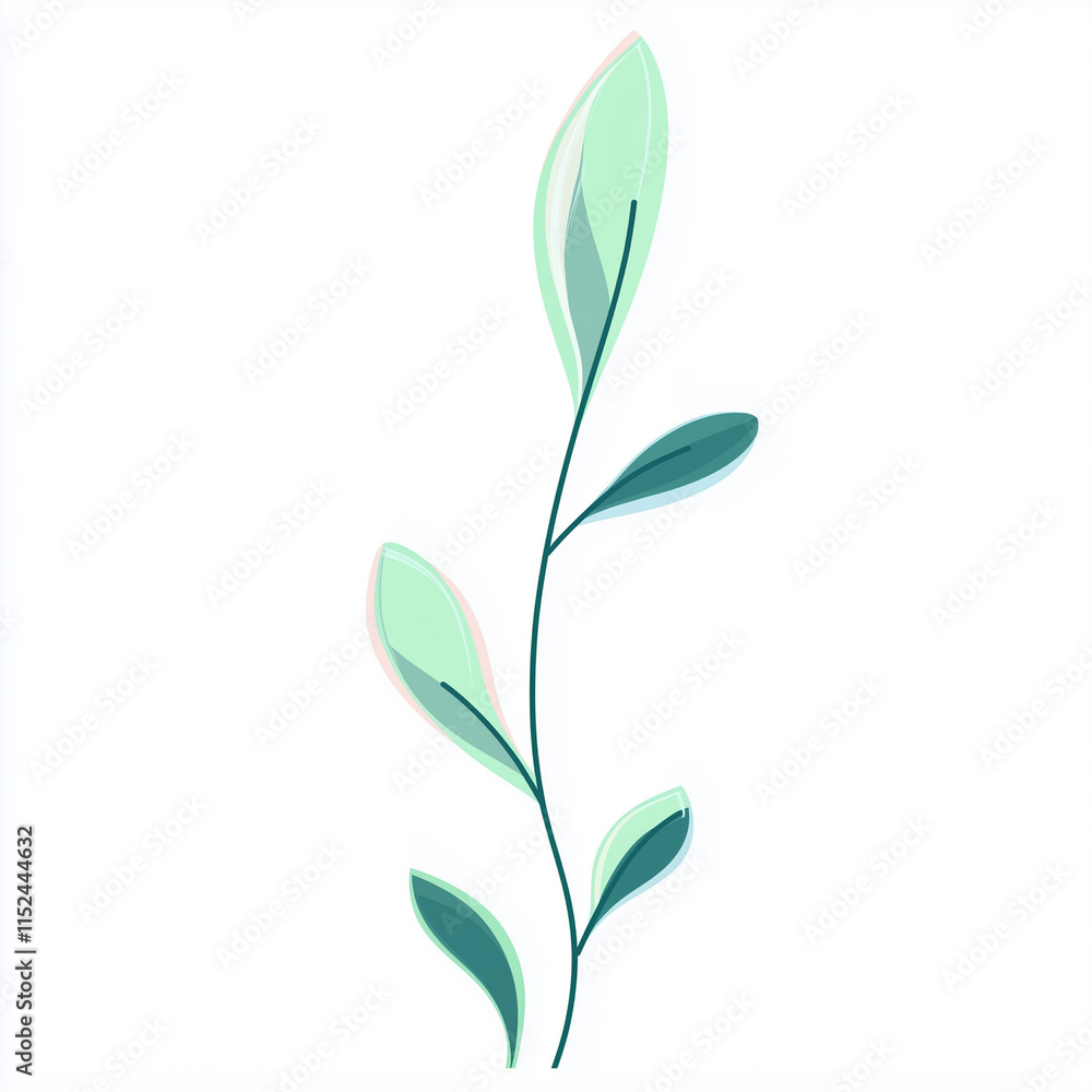 Obraz premium Cute minimalistic plant illustration on white background 