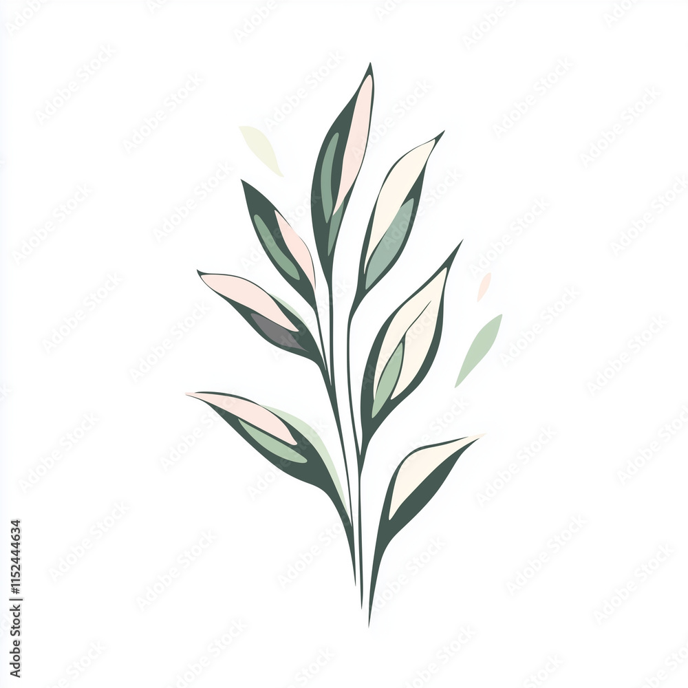 Obraz premium Cute minimalistic plant illustration on white background 