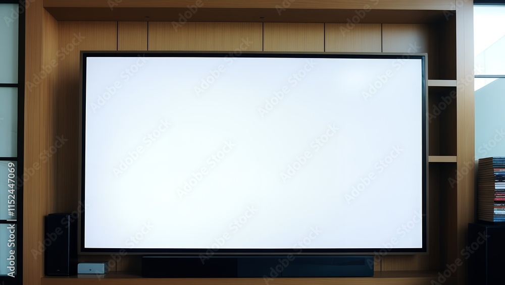 blank white tv screen in living room blank white tv screen in living room