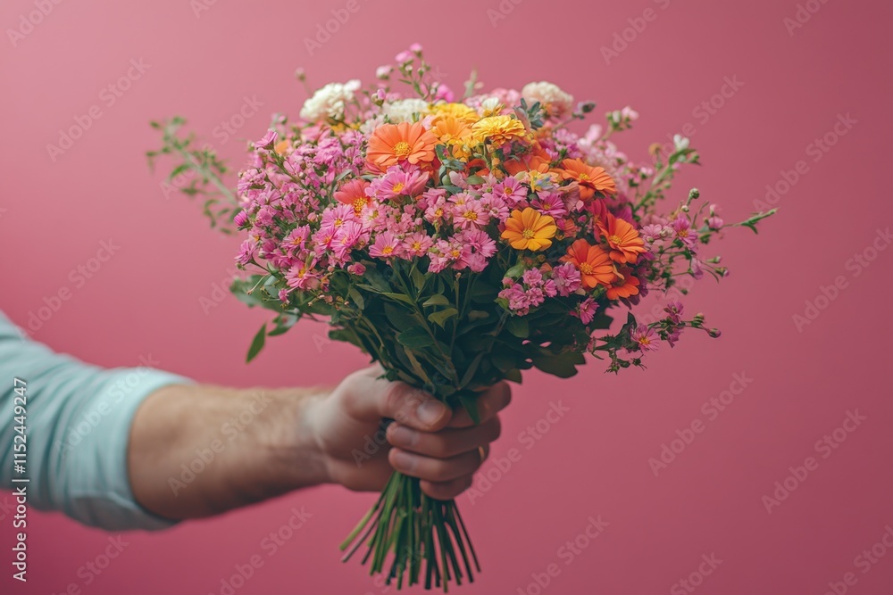 custom made wallpaper toronto digitalA person grasping a bouquet of flowers in their hand, ideal for illustrations and designs where flowers are the main theme