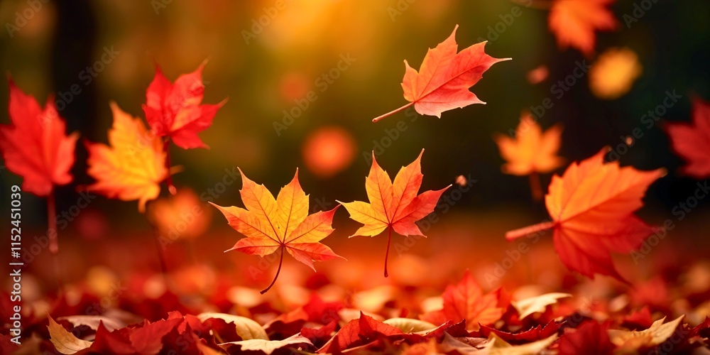 Colorful maple leaves falling on the ground in autumn Colorful maple leaves falling on the ground in autumn