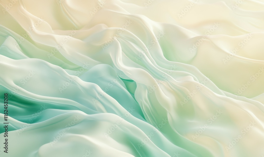 Obraz premium Calm, flowing gradient from creamy beige to pastel sage green, blending smoothly to create depth.