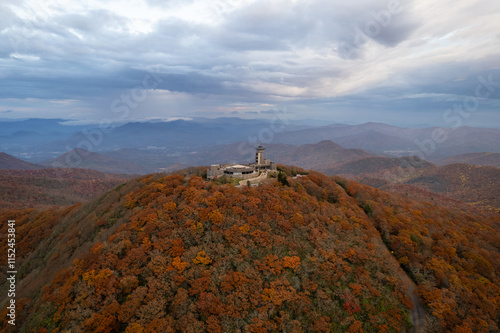Aerial View of Brasstown Bald, Georgia in the Fall