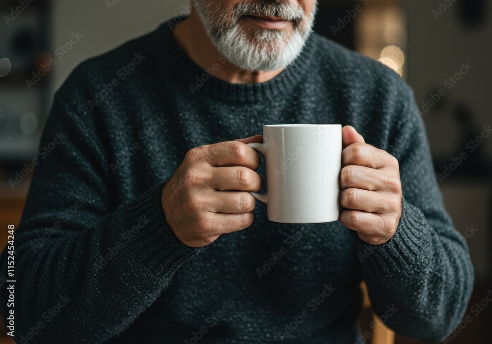 Man holding white mug in hands Man holding white mug in hands