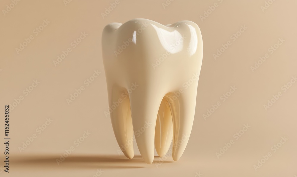 3D model of a human tooth on a beige background. Isolated dental anatomy illustration. Oral health and hygiene concept. Design for educational materials, banners, and medical presentations. 3D model of a human tooth on a beige background. Isolated dental anatomy illustration. Oral health and hygiene concept. Design for educational materials, banners, and medical presentations.