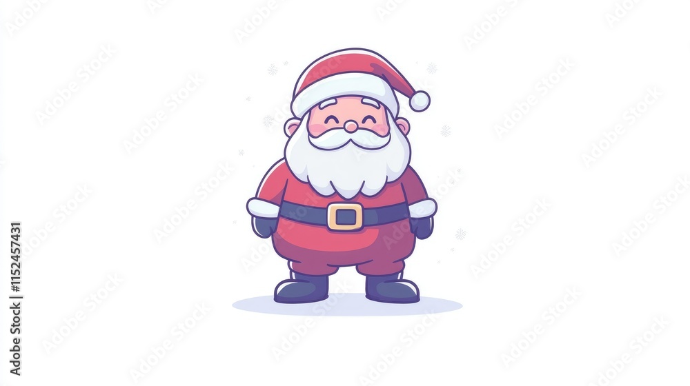 Obraz premium Children's drawing of Santa Claus in red coat and hat on pure white background New Year with holiday