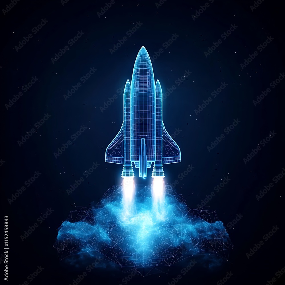 Fototapeta premium Sleek shuttle blasting through bright glowing atmosphere image