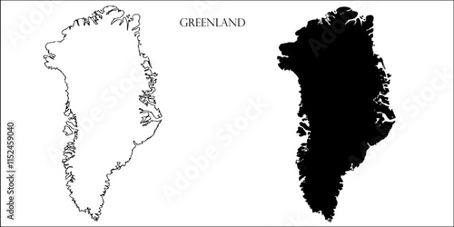Greenland Blank Map, Greenland Map Outline Vector Images