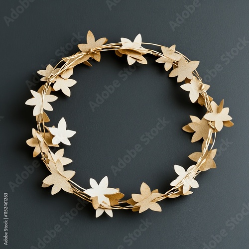 A circular frame filled with golden stars against a black background.Golden stars arranged circularly on a black backdrop.Scattered golden stars within a circular frame on a black background.A black photo