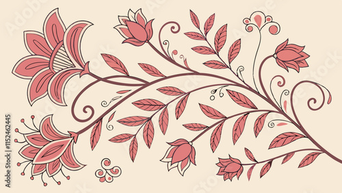 Romantic Boho floral pattern, Persian pattern Indian floral pattern, Vector Illustrasion ,Design for fashion , fabric, textile, wallpaper , wrapping and all prints