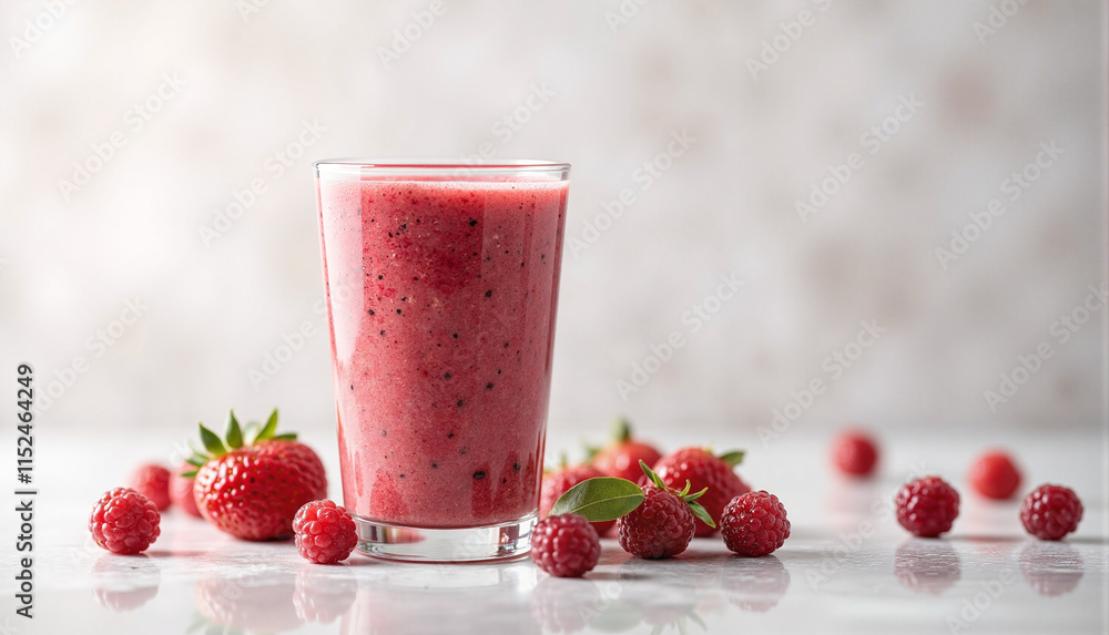 Red Berry Protein Shake on Minimalist Surface Studio Style Red Berry Protein Shake on Minimalist Surface Studio Style
