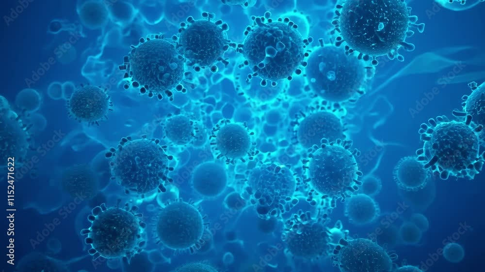 A close up of a bunch of blue bacteria. Resistance to antibacterial agents, growth of bacteria in the intestines, microscopy of bacteria. A close up of a bunch of blue bacteria. Resistance to antibacterial agents, growth of bacteria in the intestines, microscopy of bacteria.
