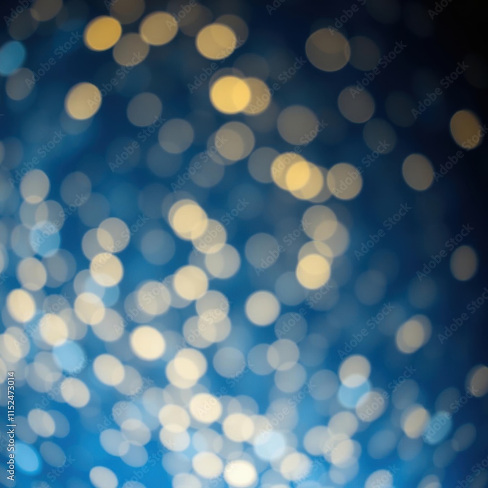 Abstract bokeh lights, blue background, golden glowing circles, soft focus, dreamy atmosphere, blurred illumination, night sky effect, shimmering dots, festive mood, sparkle, magical ambiance, lens fl Abstract bokeh lights, blue background, golden glowing circles, soft focus, dreamy atmosphere, blurred illumination, night sky effect, shimmering dots, festive mood, sparkle, magical ambiance, lens fl