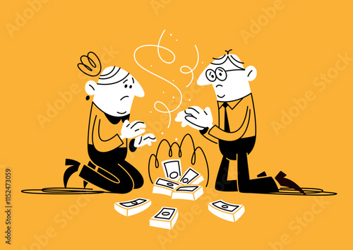 World economic crisis. Currency depreciation. Doodle vector illustration.
