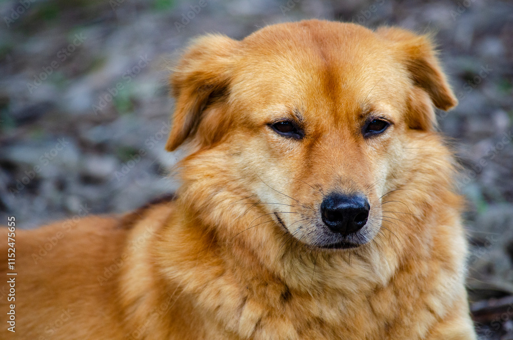 A Calm and Watchful Golden Dog Relaxing in Nature A Calm and Watchful Golden Dog Relaxing in Nature