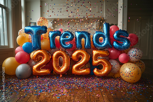 Celebrate New Years Eve with colorful balloons and a vibrant 2025 trends theme